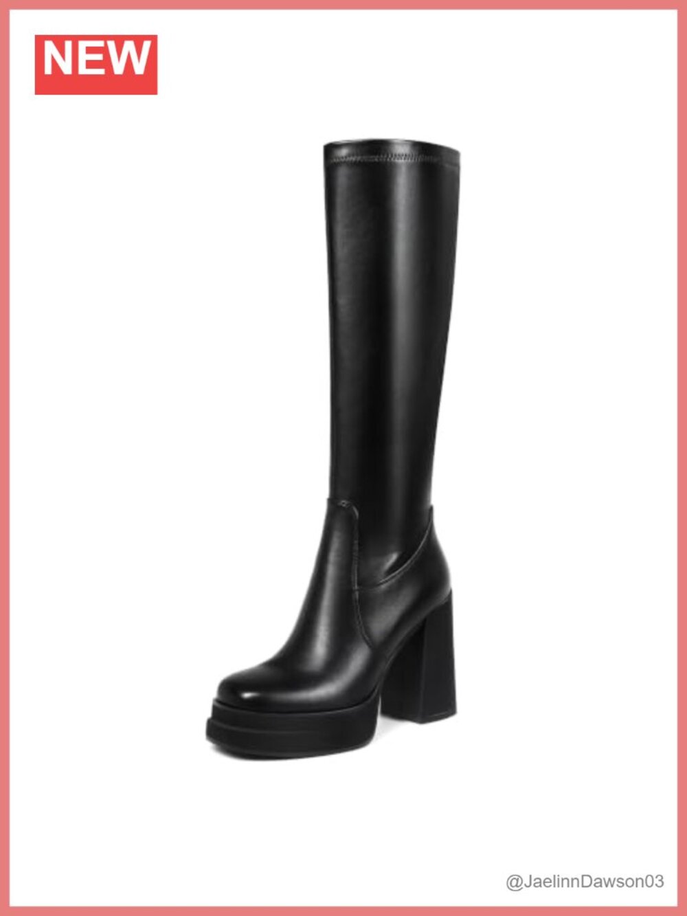 Wetviro Women's Knee High Boots, Round Toe Chunky Heel Tall Boots